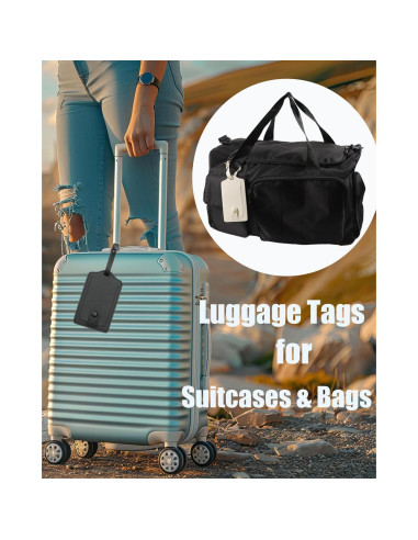 Etiquetas de Equipaje de Cuero PU COOLYOUTH - Negros