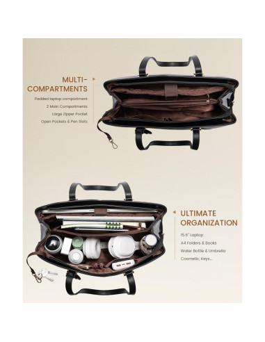 Bolsa Tote LOVEVOOK para Laptop 15.6" Negra Mujer