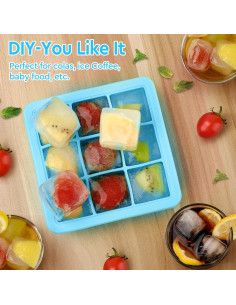 Bandeja de Hielo de Silicona Aibirui con Tapa 13.5x13.5 cm 2