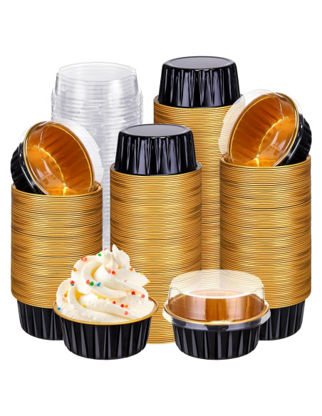 Gejoy 400 Tazas de Hornear de Aluminio 125 ml con Tapas