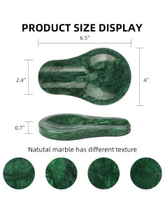 Soporte de Cuchara de Mármol Natural HESHIBI Verde Oscuro 16.5x10.2cm 2