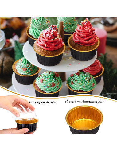 Gejoy 400 Tazas de Hornear de Aluminio 125 ml con Tapas