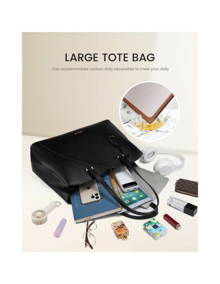 Bolsa Tote LOVEVOOK para Laptop 15.6" Negra Mujer
