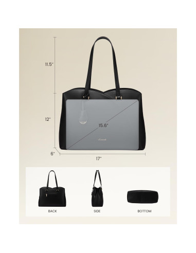 Bolsa Tote LOVEVOOK para Laptop 15.6" Negra Mujer