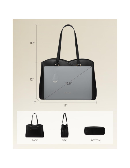 Bolsa Tote LOVEVOOK para Laptop 15.6" Negra Mujer