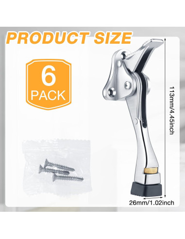 Tope de Puerta Kenning 6 Pcs Ajustable Metal 20 cm Plata