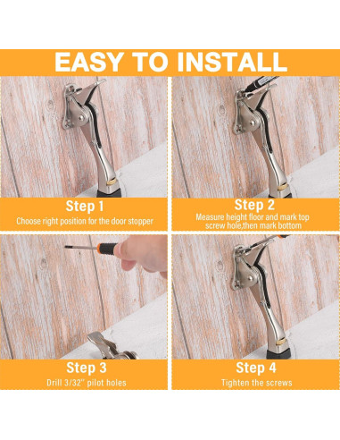 Tope de Puerta Kenning 6 Pcs Ajustable Metal 20 cm Plata