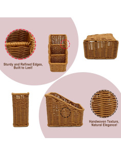 Soporte de Control Remoto WUJILIVING Rattan 3 Compartimentos 2