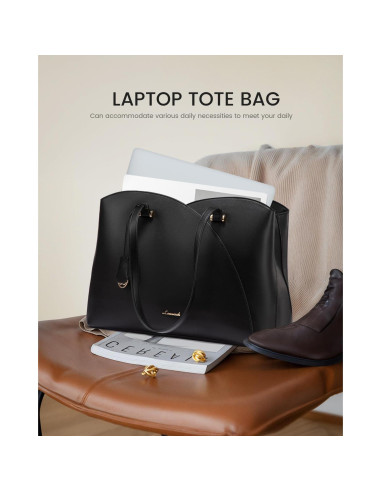 Bolsa Tote LOVEVOOK para Laptop 15.6" Negra Mujer