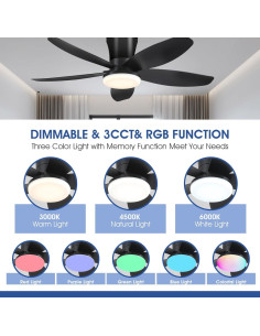 Ventilador de Techo Surtime 36" RGB con Control Remoto y Luz 2