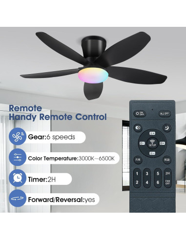 Ventilador de Techo Surtime 36" RGB con Control Remoto y Luz