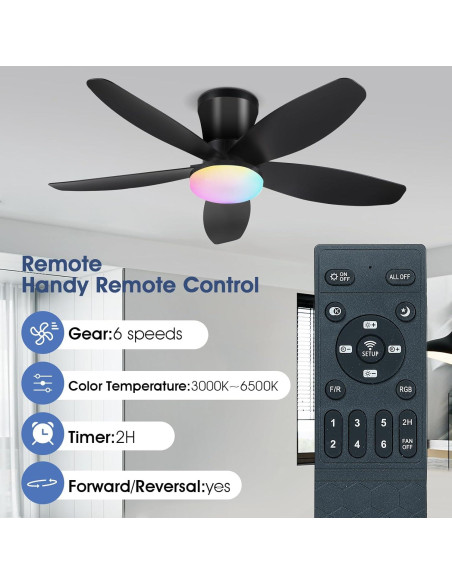 Ventilador de Techo Surtime 36" RGB con Control Remoto y Luz Ventilador de Techo Surtime 36" RGB con Control Remoto y Luz