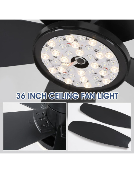 Ventilador de Techo Surtime 36" RGB con Control Remoto y Luz Ventilador de Techo Surtime 36" RGB con Control Remoto y Luz