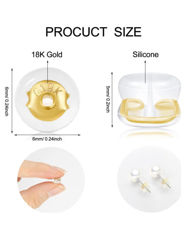 Resortes de Aretes de Oro 18K Gleihow - 16 Piezas Hipoalergénicos