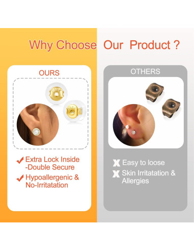 Resortes de Aretes de Oro 18K Gleihow - 16 Piezas Hipoalergénicos