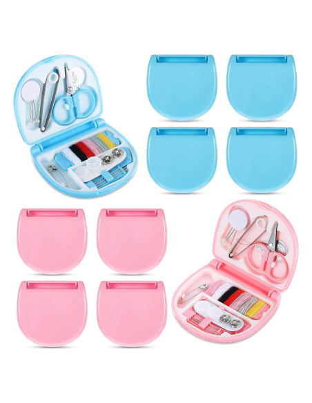 Kit de Costura de Viaje Ubamdom 10 Piezas Rosa y Azul