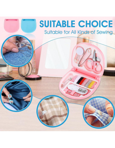 Kit de Costura de Viaje Ubamdom 10 Piezas Rosa y Azul