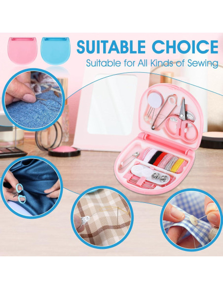 Kit de Costura de Viaje Ubamdom 10 Piezas Rosa y Azul
