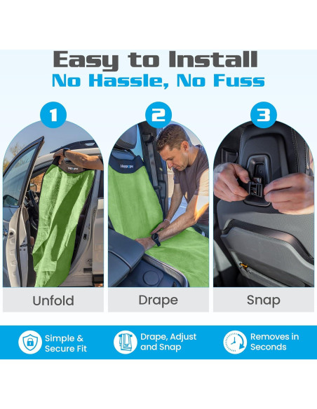Funda de Asiento de Coche Impermeable Happeseat Verde - Ajuste Universal