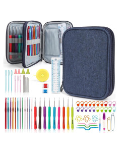 Set de Ganchillos Ergonomicos Katech 85 Piezas con Estuche