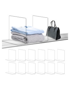 Divisores de Estante OKPOW - 12 Piezas Acrílico Transparente