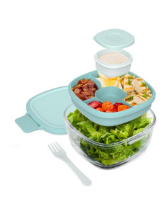 Contenedor de Ensalada de Vidrio Bentgo 1.8 L con Bandeja Bento