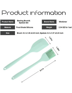 Juego de Brochas y Espátula de Silicona WinAimer Verde 2 Piezas 2