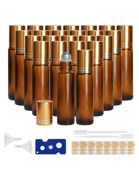 Botellas de Aceite Esencial 10ml AGZHTYJQ Ámbar - 24 Piezas