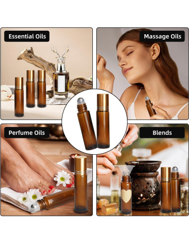 Botellas de Aceite Esencial 10ml AGZHTYJQ Ámbar - 24 Piezas