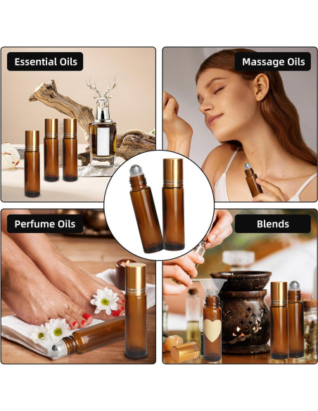 Botellas de Aceite Esencial 10ml AGZHTYJQ Ámbar - 24 Piezas