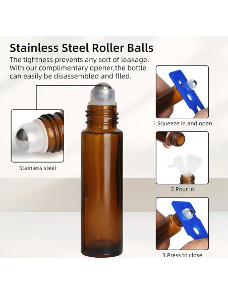 Botellas de Aceite Esencial 10ml AGZHTYJQ Ámbar - 24 Piezas