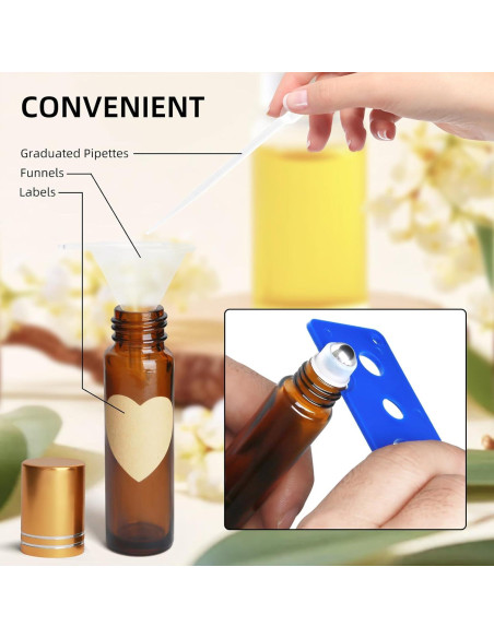 Botellas de Aceite Esencial 10ml AGZHTYJQ Ámbar - 24 Piezas