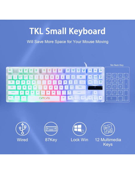 Teclado y Ratón Gaming CHONCHOW TKL 87 Teclas LED 3200DPI