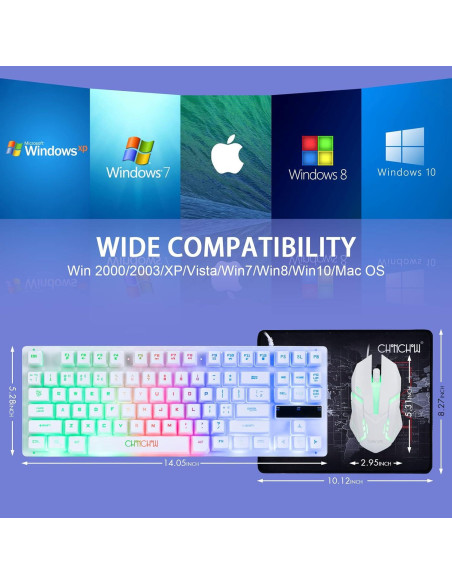 Teclado y Ratón Gaming CHONCHOW TKL 87 Teclas LED 3200DPI