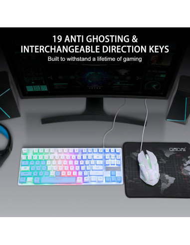 Teclado y Ratón Gaming CHONCHOW TKL 87 Teclas LED 3200DPI