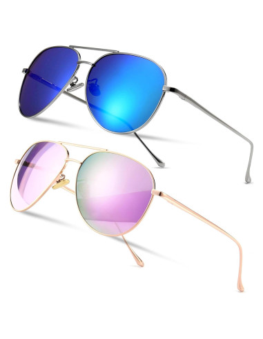 Gafas de sol aviador SUNGAIT - 2 pares polarizadas espejadas