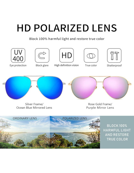 Gafas de sol aviador SUNGAIT - 2 pares polarizadas espejadas