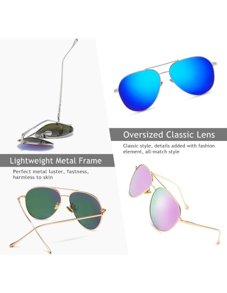 Gafas de sol aviador SUNGAIT - 2 pares polarizadas espejadas