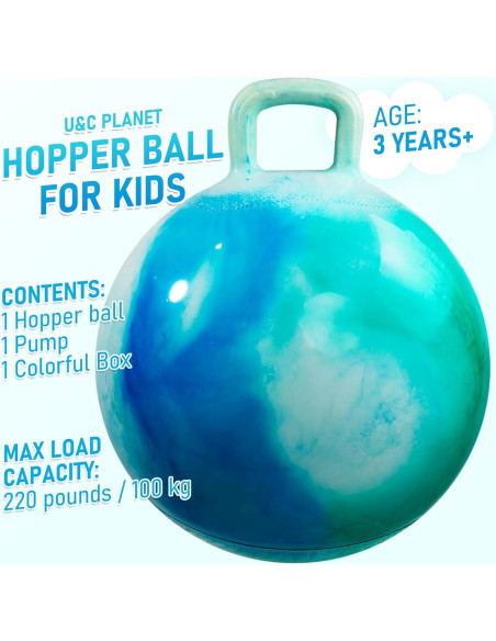 Pelota Saltarina U&C Planet 45 cm con Mango para Niños