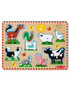 Rompecabezas de Sonido de Animales de Granja Melissa & Doug - 8 Piezas de Madera