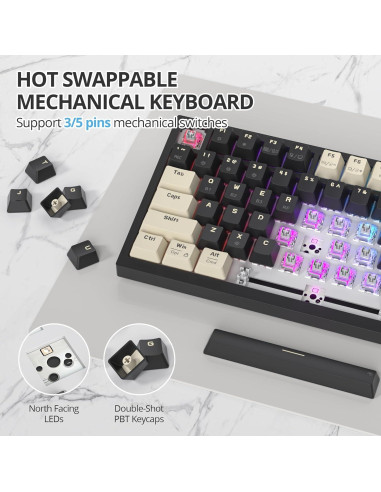 Teclado Mecánico Inalámbrico iRoboosta 75% RGB 82 Negro