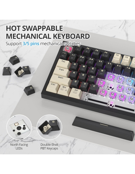 Teclado Mecánico Inalámbrico iRoboosta 75% RGB 82 Negro