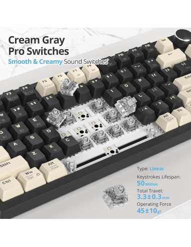 Teclado Mecánico Inalámbrico iRoboosta 75% RGB 82 Negro