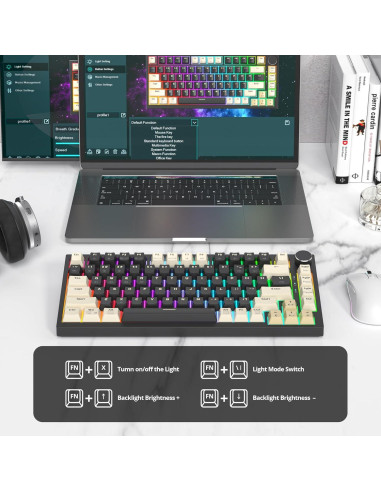 Teclado Mecánico Inalámbrico iRoboosta 75% RGB 82 Negro