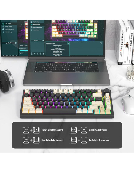 Teclado Mecánico Inalámbrico iRoboosta 75% RGB 82 Negro