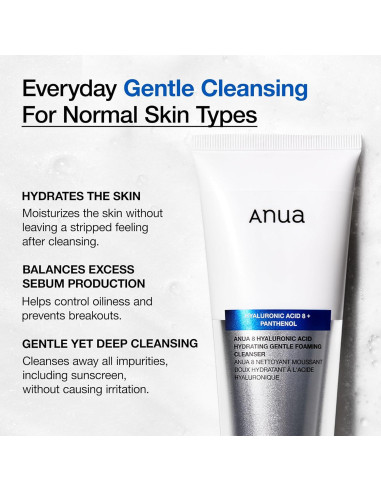 Limpiador Facial Espumoso ANUA 150ml - Ácido Hialurónico
