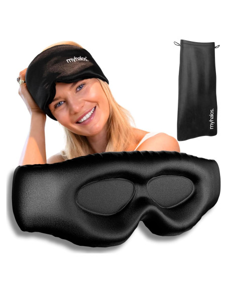 Máscara de Sueño de Seda MyHalos 3D para Dormir - Negra Máscara de Sueño de Seda MyHalos 3D para Dormir - Negra