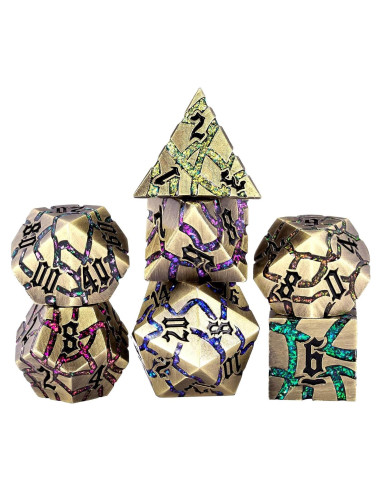 Juego de Dados DND de Metal Maywin 7 Piezas Poliedricos