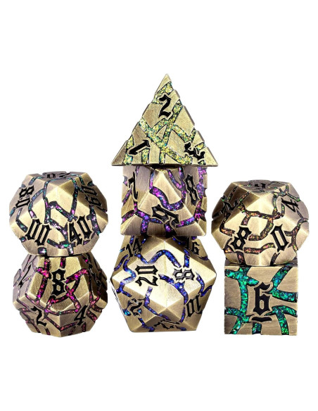 Juego de Dados DND de Metal Maywin 7 Piezas Poliedricos