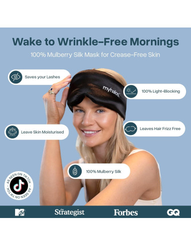 Máscara de Sueño de Seda MyHalos 3D para Dormir - Negra